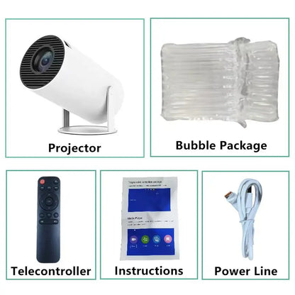 USAMR HY200 1080P Portable Projector, 270° Adjustable Angle, Movie Projector for Phone/Laptop/Tv Box, Speaker and HDMI/USB Input